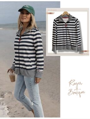 🌿Kim Rogers Women's Striped Full-Zip Jacket - Medium | Classic & Versatile